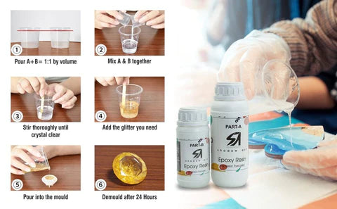 Shadow Art - Epoxy Resin and Hardener Premium Kit  1.5 kg + 5 color pigments