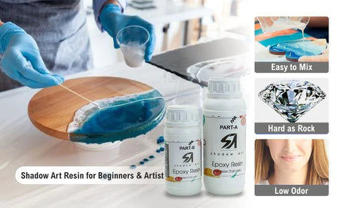 Shadow Art - Epoxy Resin and Hardener Premium Kit  1.5 kg + 5 color pigments